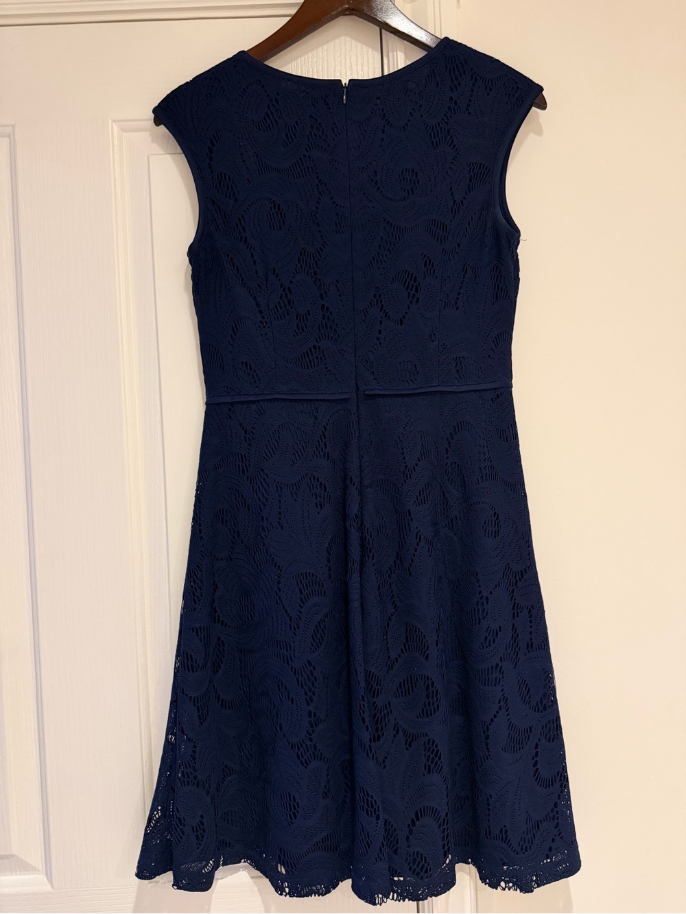 Wisp Navy Blue Lace Fit & Flare Dress Size 8 Lined